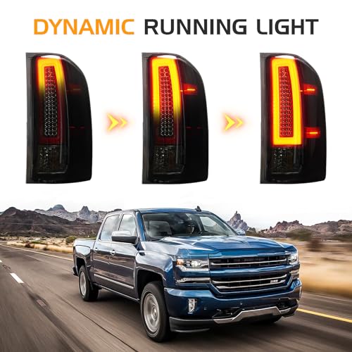 Bomusou LED Tail Light + 3rd Brake Light Kit Fit for Chevy Silverado 1500 2500 HD 3500 HD 2007-2014, for GMC Sierra 3500 HD 2008-2014 with Dual Wheel Only, 3Pcs, Smoke Lens - Image 3