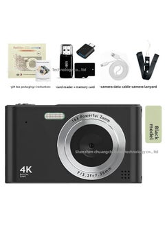 High-definition Digital Camera CCD Student Party Campus Card Machine Photo Video Retro Travel Gift-Color:H15 Black (hd Large Screen) + 32g Memory Card + Card Reader + Android Otg Adapter