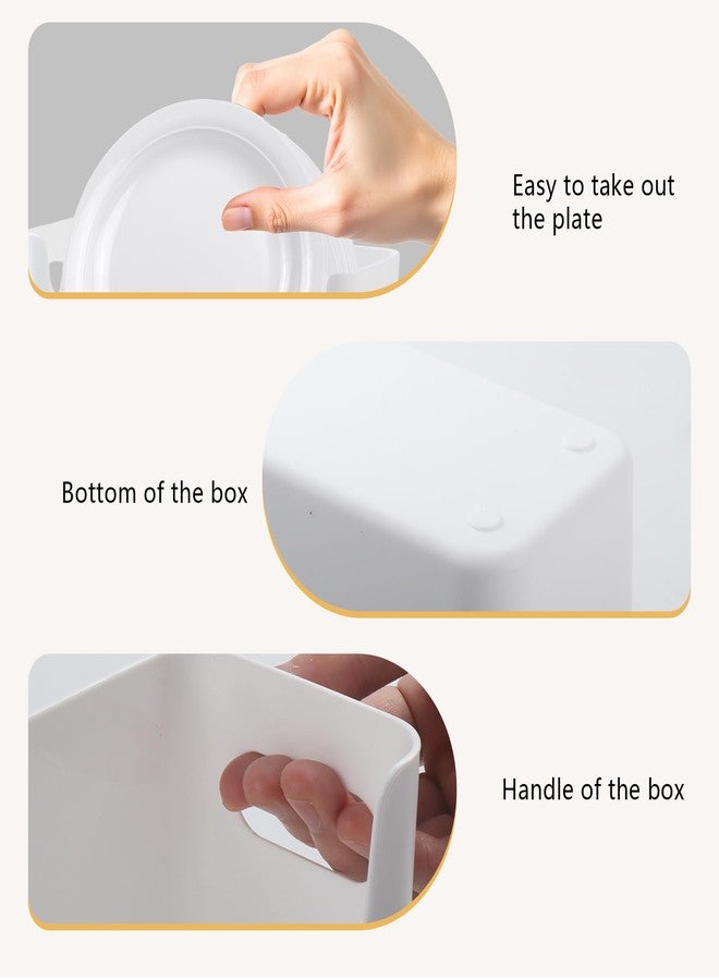 Klmnop 2 Pcs Paper Plate Dispenser for 7-10 Inch Disposable Plates, Foam and Paper Plate Storage Organizer for Cabinet, Countertop, Kitchen or Outdoor to Save Space(White) - Image 4