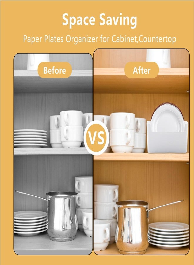 Klmnop 2 Pcs Paper Plate Dispenser for 7-10 Inch Disposable Plates, Foam and Paper Plate Storage Organizer for Cabinet, Countertop, Kitchen or Outdoor to Save Space(White) - Image 5