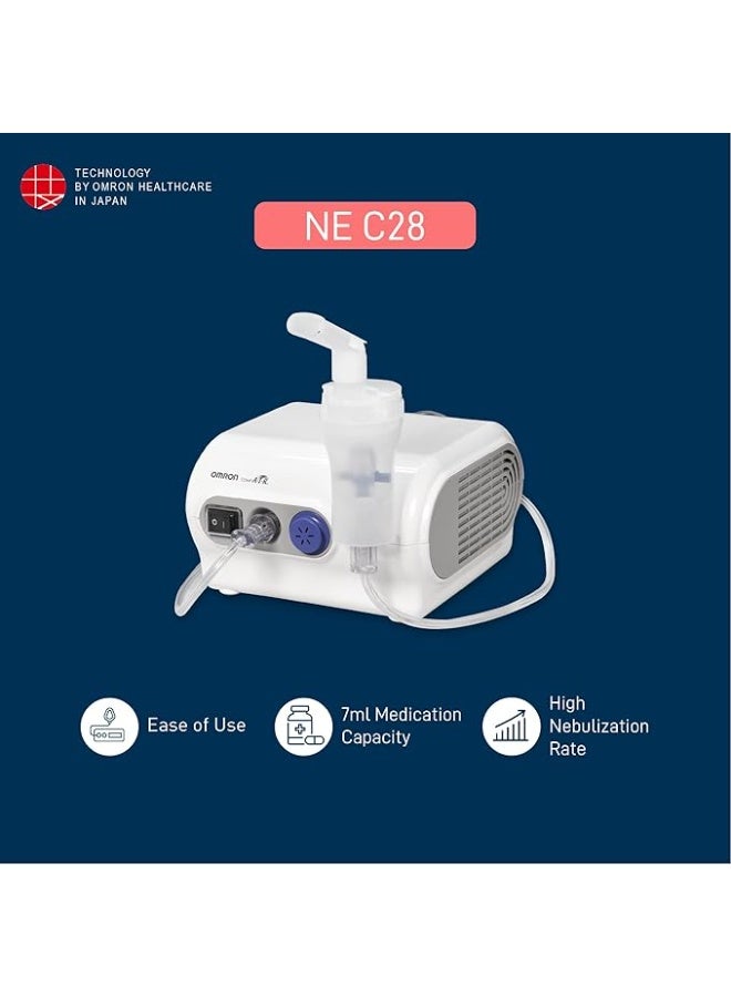 أومرون جهاز الاستنشاق الضاغط Omron NE C28 للأطفال والبالغين بتقنية الصمام الافتراضي لضمان توصيل الدواء بشكل مثالي إلى الجهاز التنفسي - Image 2