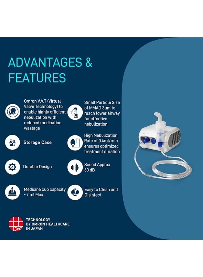 أومرون جهاز الاستنشاق الضاغط Omron NE C28 للأطفال والبالغين بتقنية الصمام الافتراضي لضمان توصيل الدواء بشكل مثالي إلى الجهاز التنفسي - Image 3