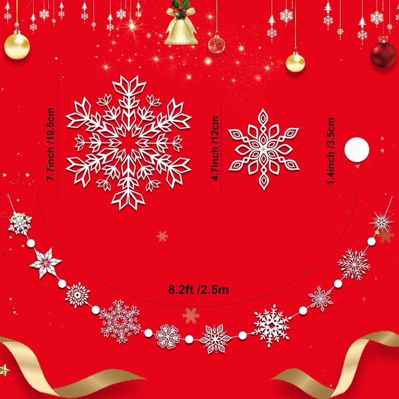 Konsait 164ft Winter Snowflake Hanging Garland Christmas Decoration 2 Strings Snowflakes Ornaments Garland for Christmas Winter Wonderland Holiday New Year Party Home Decorations Supplies - Image 2