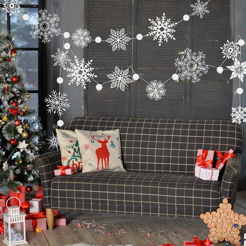 Konsait 164ft Winter Snowflake Hanging Garland Christmas Decoration 2 Strings Snowflakes Ornaments Garland for Christmas Winter Wonderland Holiday New Year Party Home Decorations Supplies - Image 4