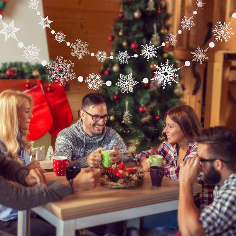 Konsait 164ft Winter Snowflake Hanging Garland Christmas Decoration 2 Strings Snowflakes Ornaments Garland for Christmas Winter Wonderland Holiday New Year Party Home Decorations Supplies - Image 3