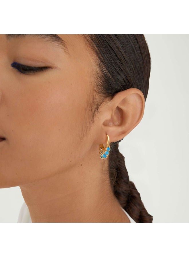 BENEIGE Gold Dangle Huggie Hoop Earrings for Women 14k Gold Plated Dainty Dangle Hoops Earrings Boho Beach Handmade Hypoallergenic Jewelry Gift, 10mm, Brass, No Gemstone - Image 3