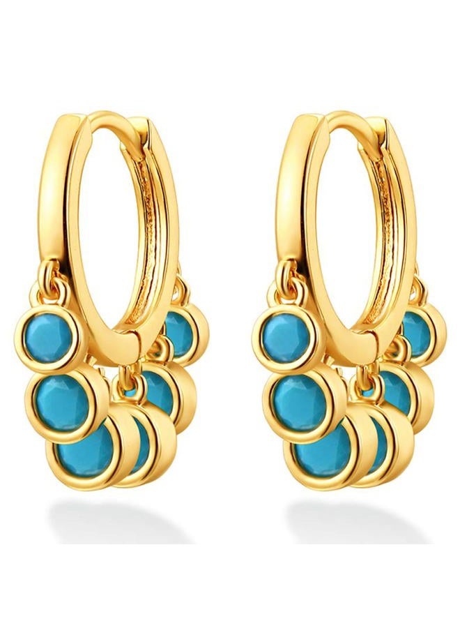 BENEIGE Gold Dangle Huggie Hoop Earrings for Women 14k Gold Plated Dainty Dangle Hoops Earrings Boho Beach Handmade Hypoallergenic Jewelry Gift, 10mm, Brass, No Gemstone - Image 1