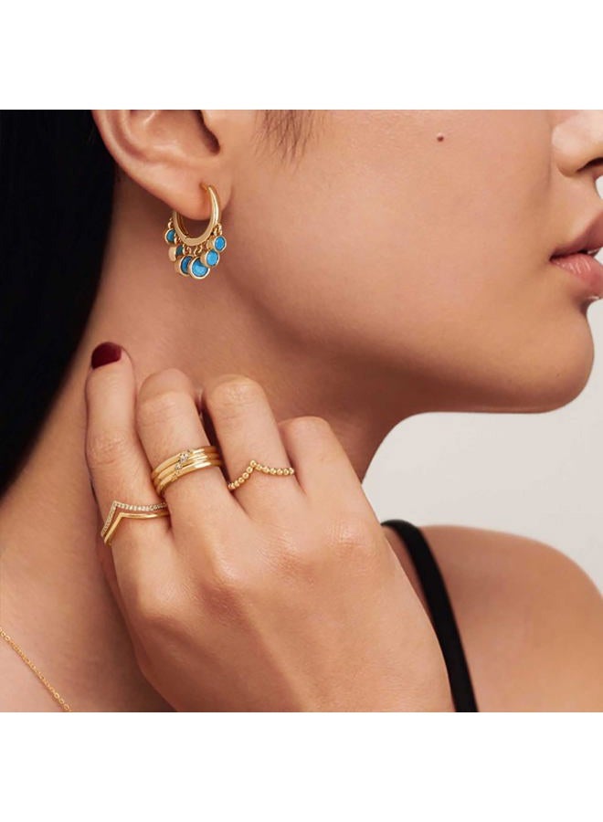 BENEIGE Gold Dangle Huggie Hoop Earrings for Women 14k Gold Plated Dainty Dangle Hoops Earrings Boho Beach Handmade Hypoallergenic Jewelry Gift, 10mm, Brass, No Gemstone - Image 2