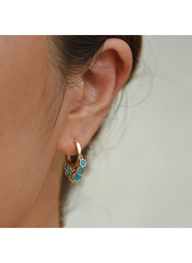 BENEIGE Gold Dangle Huggie Hoop Earrings for Women 14k Gold Plated Dainty Dangle Hoops Earrings Boho Beach Handmade Hypoallergenic Jewelry Gift, 10mm, Brass, No Gemstone - Image 4