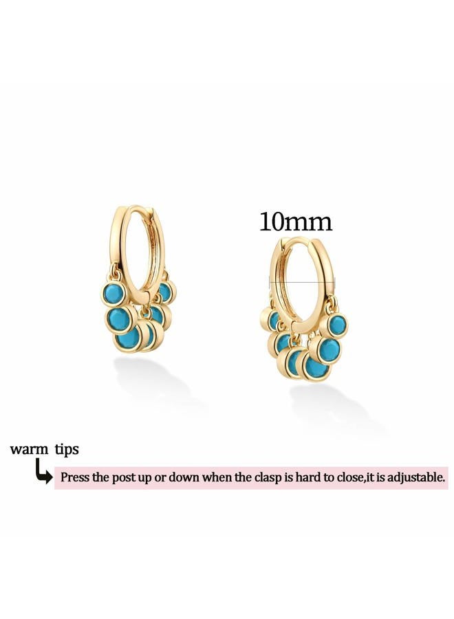 BENEIGE Gold Dangle Huggie Hoop Earrings for Women 14k Gold Plated Dainty Dangle Hoops Earrings Boho Beach Handmade Hypoallergenic Jewelry Gift, 10mm, Brass, No Gemstone - Image 5
