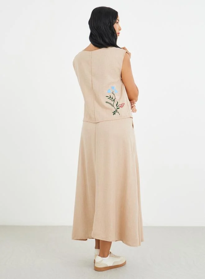 Take Two Take Two Solid Sleeveless Top and Midi Skirt Co-Ords