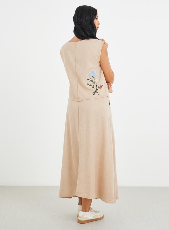 Styli Solid Sleeveless Top and Midi Skirt Co-Ords - Image 5