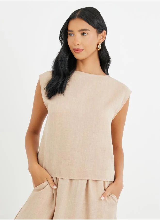 تايك تو Take Two Solid Sleeveless Top and Midi Skirt Co-Ords