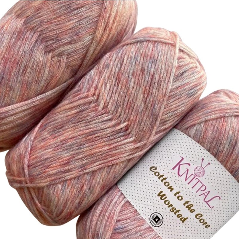 Cotton to The Core Worsted Weight Yarn for Crocheting 3 Skeins 654 Yds300G Free Patterns Beginners Friendly  Soft Cotton Yarn for Knitting  4 Medium Worsted Weight  Baby Pink