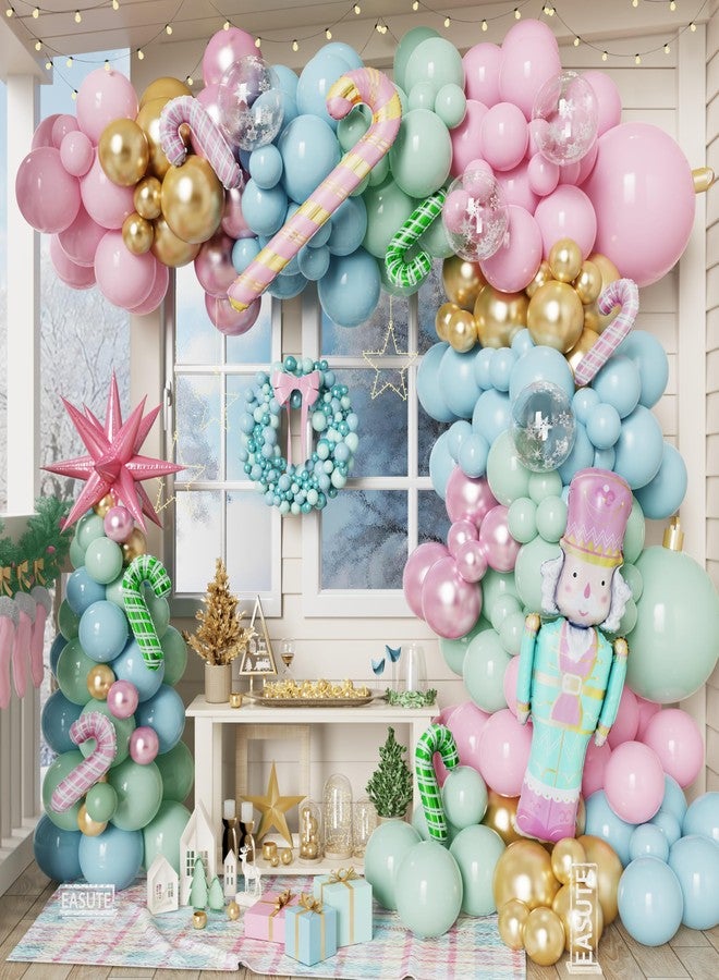 EASUTE Christmas Nutcracker Balloon Arch Garland Kit, 150PCS Nutcracker Christmas Decor Pink Green Pastel Candyland Colorful Xmas Decorations for Christmas New Year Winter Holiday Birthday Party - Image 1
