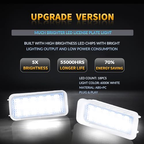 DERMOKA LED License Plate Lights For Ford Explorer Escape Fusion Fiesta Expedition Lincoln MKC Tag Lamp Assembly, 6000K White 2PCS - Image 2