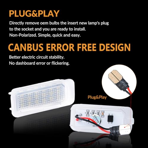 DERMOKA LED License Plate Lights For Ford Explorer Escape Fusion Fiesta Expedition Lincoln MKC Tag Lamp Assembly, 6000K White 2PCS - Image 3