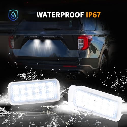 DERMOKA LED License Plate Lights For Ford Explorer Escape Fusion Fiesta Expedition Lincoln MKC Tag Lamp Assembly, 6000K White 2PCS - Image 5