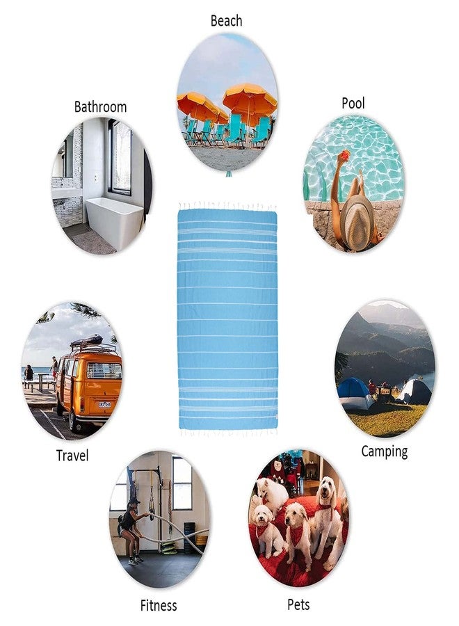 Clotho 4 Pack Turkish Beach Towel Set with Chair Bands - 100% Cotton 39x70 Oversized Pool Towels - Made in Turkey, Soft, Absorbent, Sand Free, Fast Drying for Swimming Bundle Set of 4 - Image 2