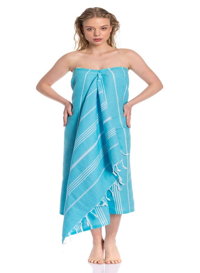 Clotho 4 Pack Turkish Beach Towel Set with Chair Bands - 100% Cotton 39x70 Oversized Pool Towels - Made in Turkey, Soft, Absorbent, Sand Free, Fast Drying for Swimming Bundle Set of 4 - Image 5
