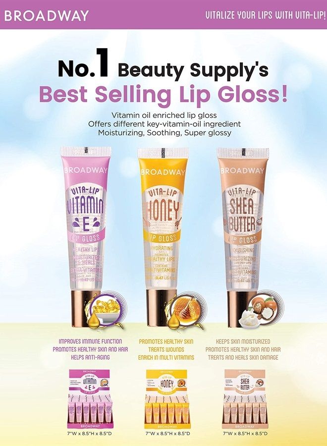KISS Broadway Vita-Lip Clear Lip Gloss Box Display Set (Honey) - Image 2