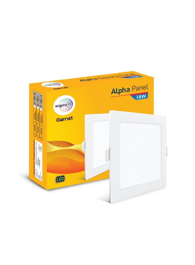 wipro Polycarbonate Garnet 18W Square LED Alpha Panel | Warm White Light (2700K) | Recessed Down Light for False Ceiling | Cutout - 159X159Mm | Pack of 1 - Image 1