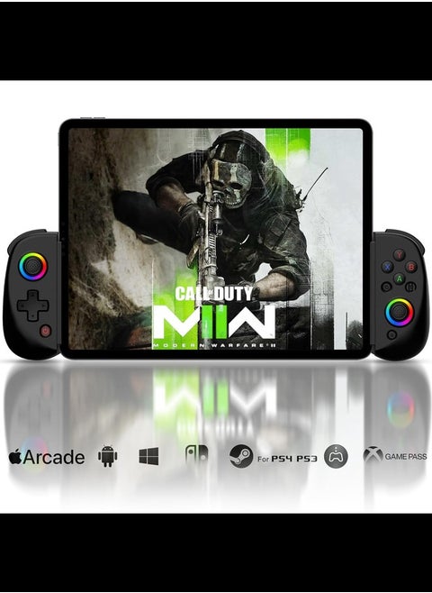 Wireless Controller for iPad/Tablet(10.2"), RGB Hall Effect Joystick with Linear Trigger, Vibration/6-Axis Gyro, Mobile Gaming Controller for iPhone/Android/PC/Switch/PS4/Xbox