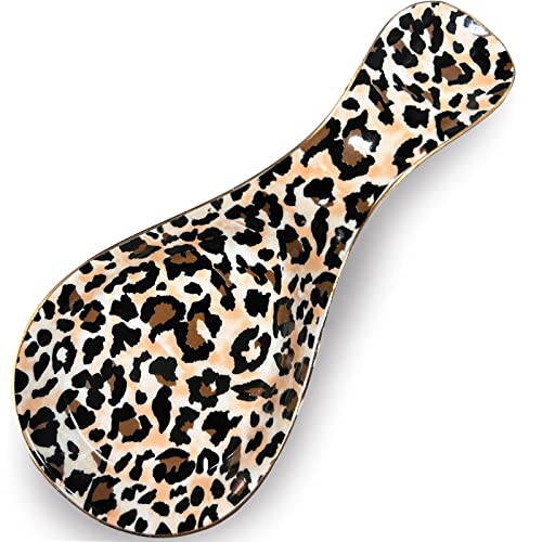 LEAZUL Ceramic Spoon Rest for Stove Top Kitchen Counter Large Spoon Holder Farmhouse Floral Flowers Print Coffee Spoon Cooking Utensil Tools Rest Modern Kitchen Decor - Image 1
