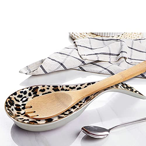 LEAZUL Ceramic Spoon Rest for Stove Top Kitchen Counter Large Spoon Holder Farmhouse Floral Flowers Print Coffee Spoon Cooking Utensil Tools Rest Modern Kitchen Decor - Image 5