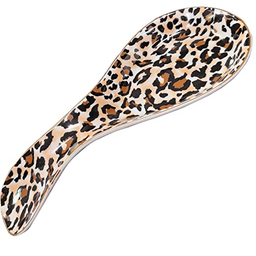 LEAZUL Ceramic Spoon Rest for Stove Top Kitchen Counter Large Spoon Holder Farmhouse Floral Flowers Print Coffee Spoon Cooking Utensil Tools Rest Modern Kitchen Decor - Image 3