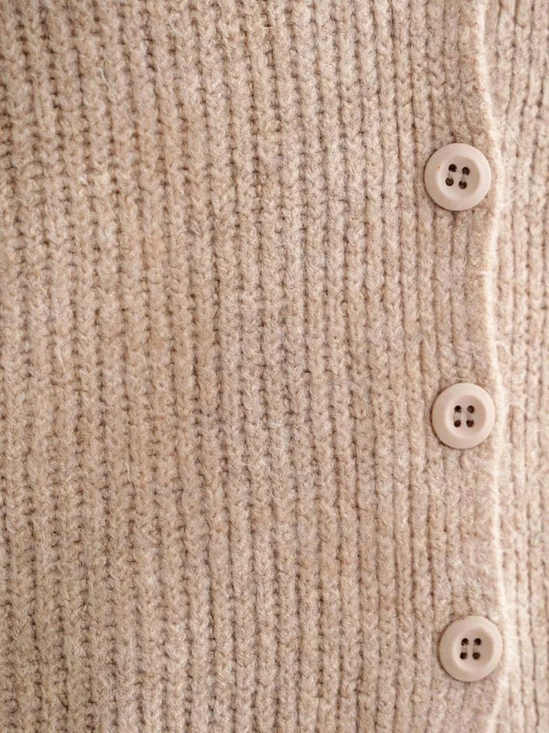 Mixray Beige Natural Mixray Textured V-Neck Button Cardigan for Women | Best Price UAE