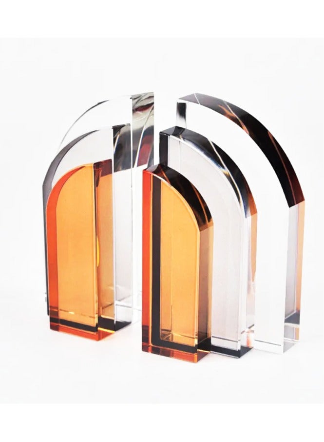 Crystal Arch Shape Bookend Art Bookrest Creative Crystal Book Ends Arch Shape Bookend Book Stoppers For Home Decor And Office Decor - Image 1