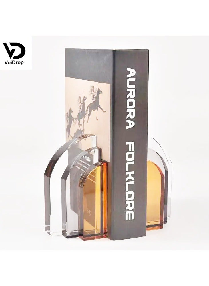 Crystal Arch Shape Bookend Art Bookrest Creative Crystal Book Ends Arch Shape Bookend Book Stoppers For Home Decor And Office Decor - Image 2