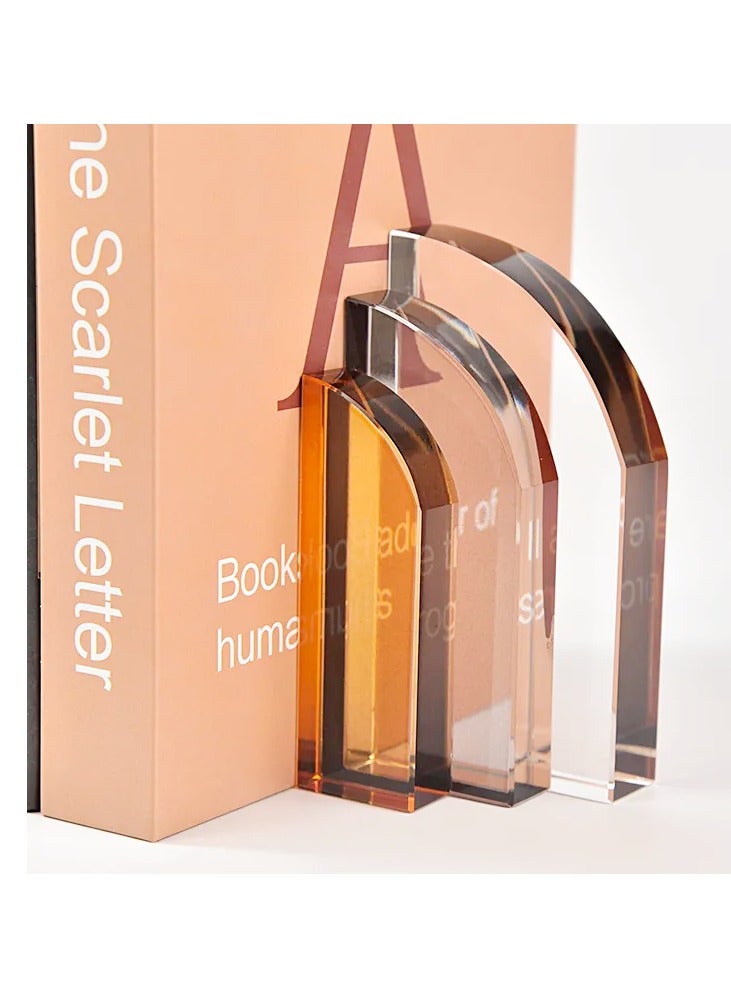 Crystal Arch Shape Bookend Art Bookrest Creative Crystal Book Ends Arch Shape Bookend Book Stoppers For Home Decor And Office Decor - Image 3