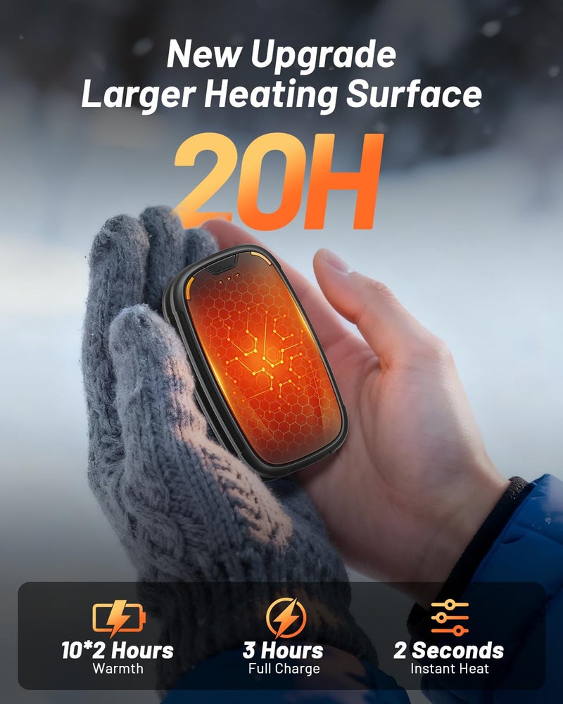 Aililan Hand Warmers Rechargeable 2 Pack, 3-Settings Rechargeable Hand Warmer, AI Smart Heating, Pocket Portable Electric Hands Warmer, Magnetic Handwarmers, A Winter for Kids and Loved Ones - Image 4