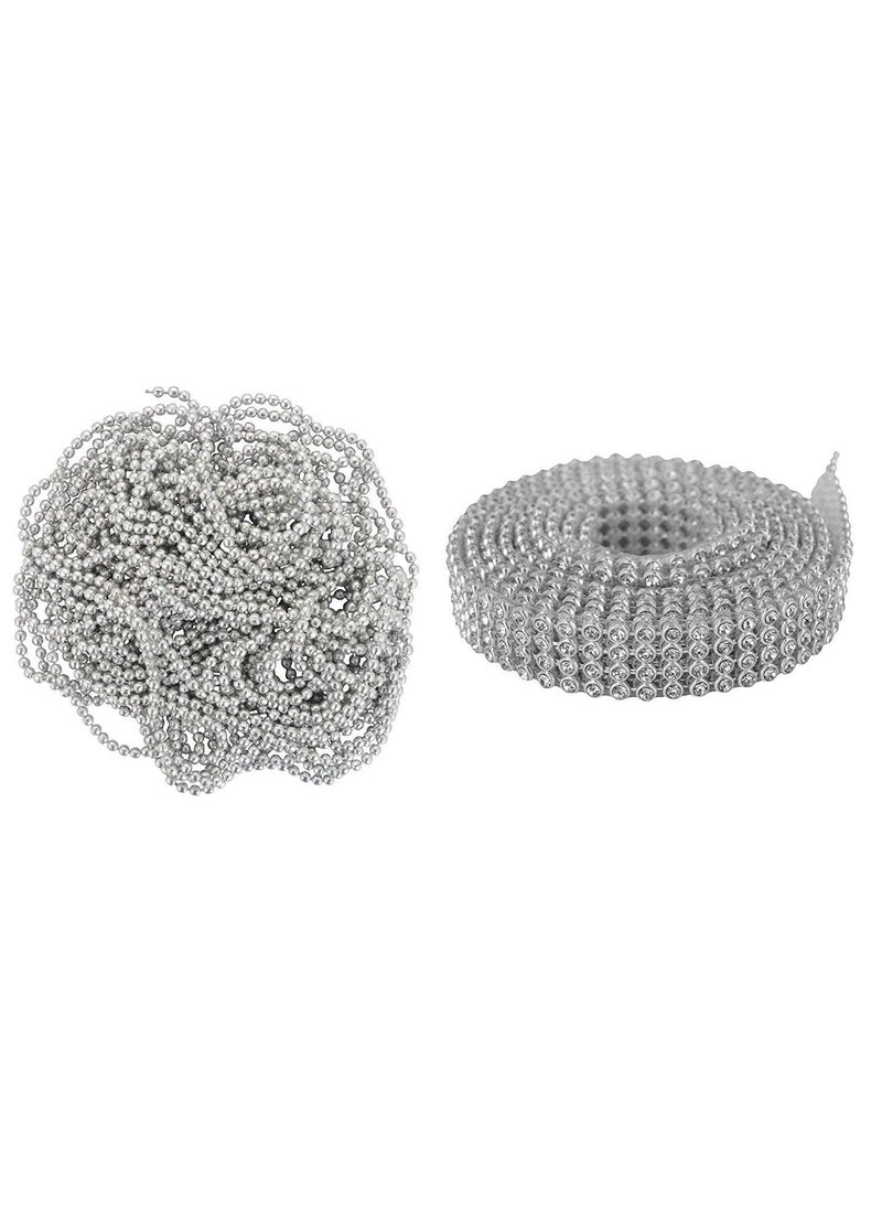 GOELX Goelx Ball Chain & Stone Lace Silver Combo Pack for Jewellery Making/Silk Thread Jumka,Bangles 