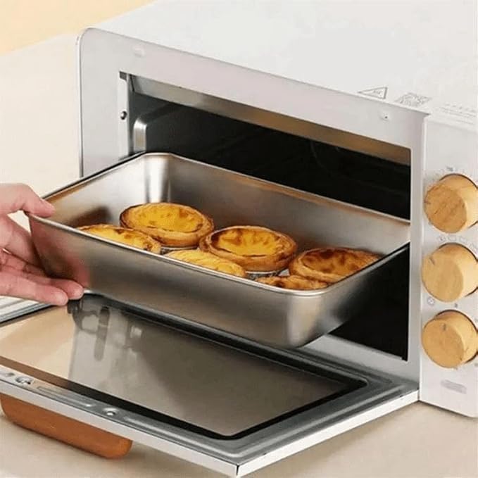 LEKORED Stainless Steel Baking Cooking Tray With Lid Reusable Dishwasher Safe Rectangular Cake Mold Food Storage Container For Kitchen And Outdoor Use 1 - Image 5