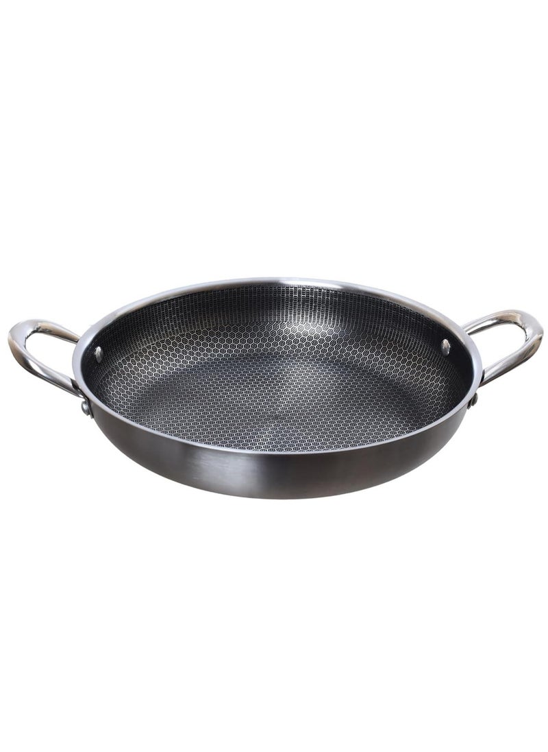 Generic Non-stick Stainless Steel Frying Pan With Two Hands - 30CM  - Image 2