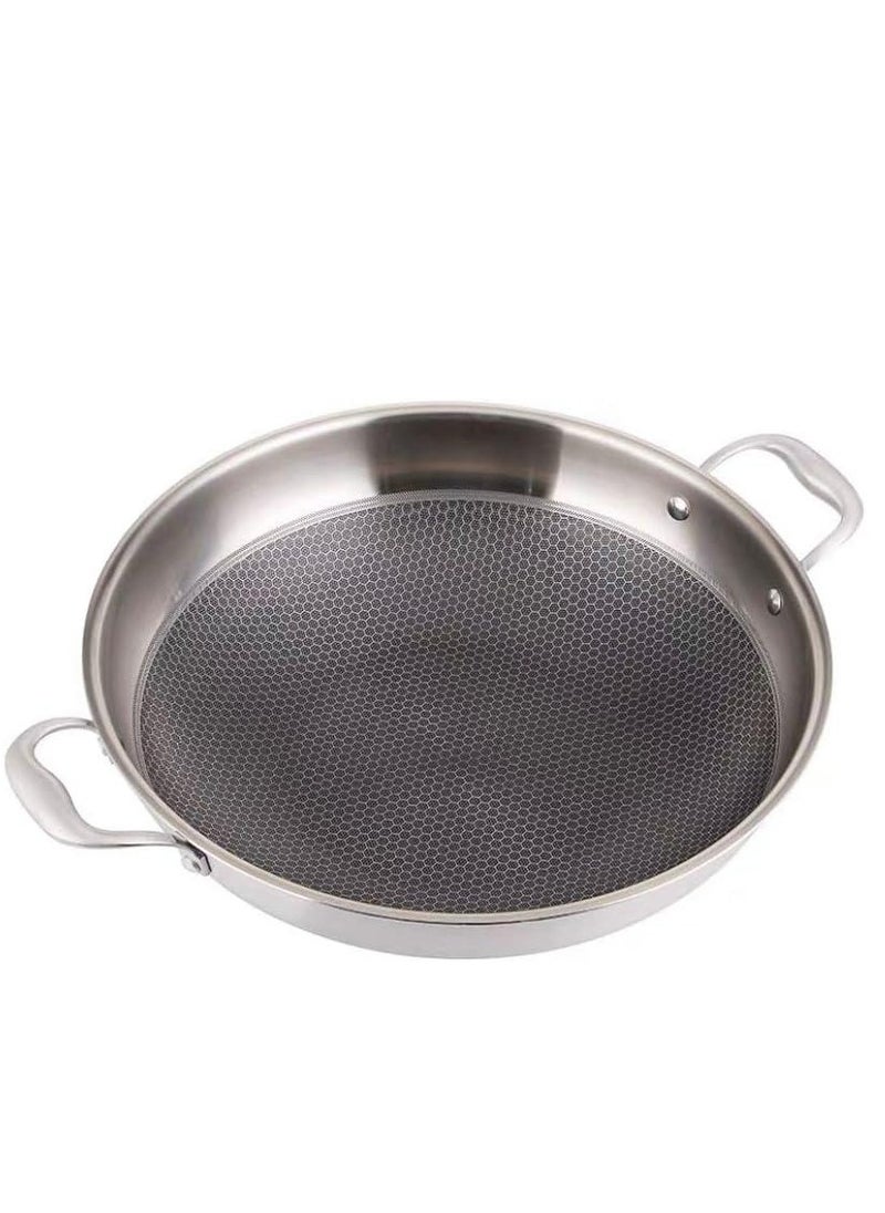 Generic Non-stick Stainless Steel Frying Pan With Two Hands - 30CM  - Image 1