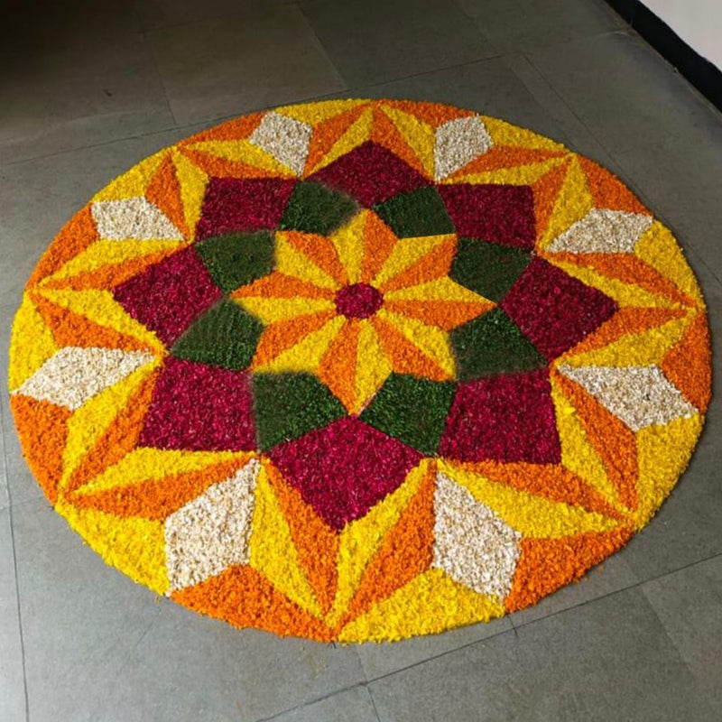 StromX Super Soft Microfiber Rangoli Round Door Mat for Home,Temple,Festival Rangoli Mat,Multicolor Pooja Mat,Diwali,Living Room,Kitchen,Traditional Modern Entrance Door Mat (24x24 Inch) Design12 - Image 1