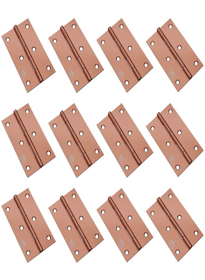 Atlantic Window Door Hinges 3 Inch x 14 Gauge/2 MM Thickness, Premium Stainless Steel Welded Head, Rose Gold Finish, Pack of 12 Pcs - Image 1