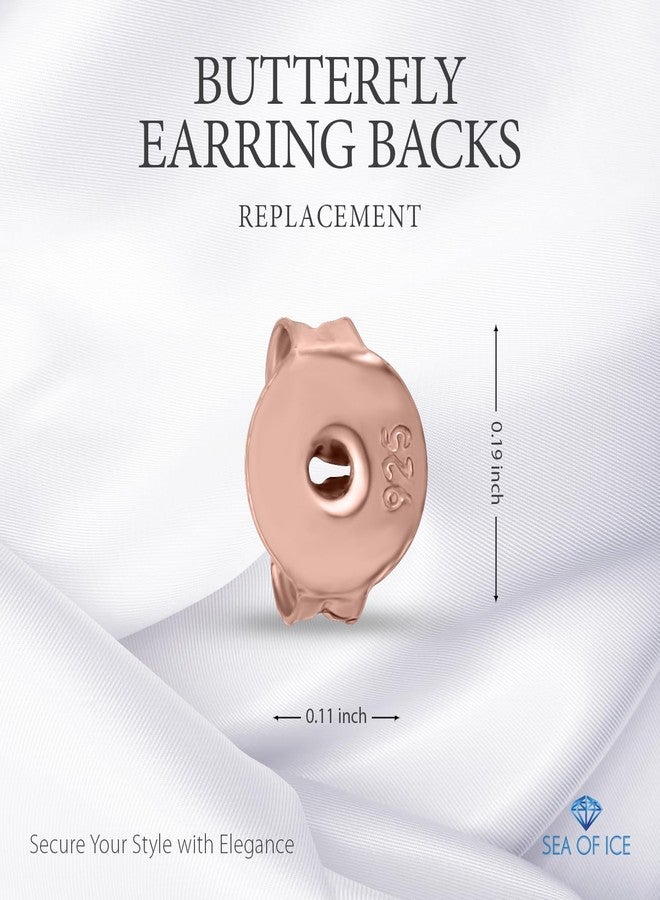 Sea of Ice 12 Pcs/ 6 Pairs Rose Gold Flashed Silver Butterfly Earring Backs Replacement for Stud Earrings Accessories DIY Tools, 5x4x3mm - Image 2