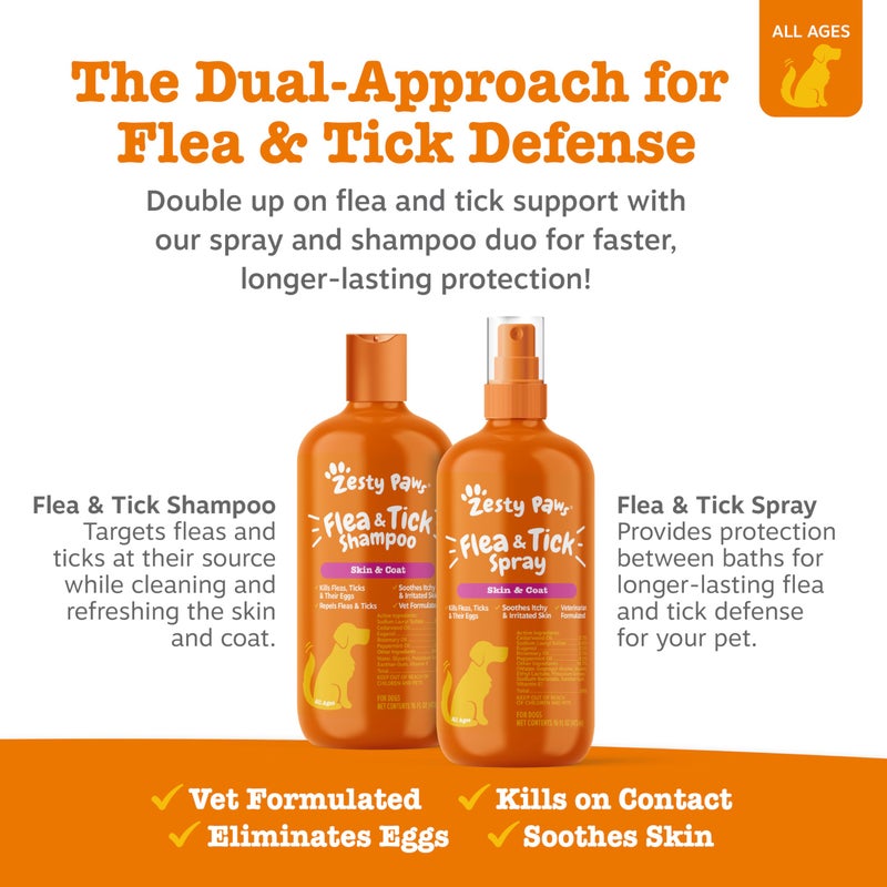 Zesty Paws Flea and Tick Shampoo for Dogs - Veterinarian Formulated Flea Shampoo for Dogs to Kill Fleas, Ticks & Their Eggs - Soothes Itchy & Irritated Dog Skin - Cedarwood, Rosemary & Peppermint Oil - Image 5