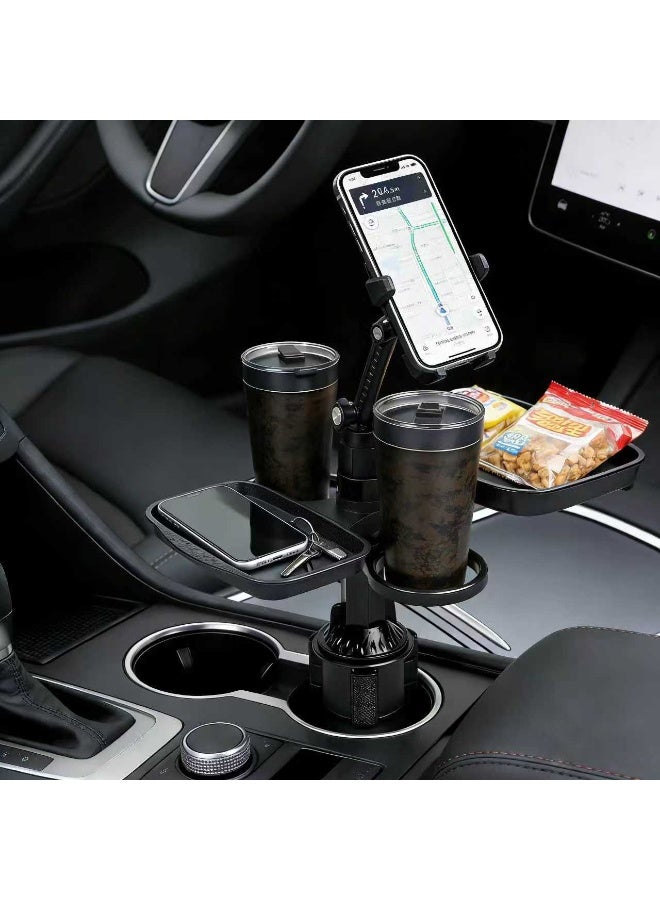 صينية سيارة قابلة للدوران 360 درجة، حامل أكواب متعدد الوظائف للبقاء منظمًا، موسع حامل الأكواب صينية للأكل في السيارة - Image 4