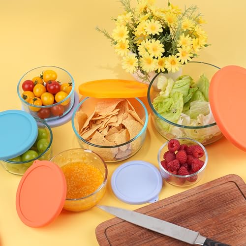 VIOTIIN 4 Cup Round Silicone Replacement Lids for Pyrex 7201-PC Glass Bowls, 4 Pack Storage Cover, Microwave & Dishwasher & Freezer Safe (Container not Included) - Image 5