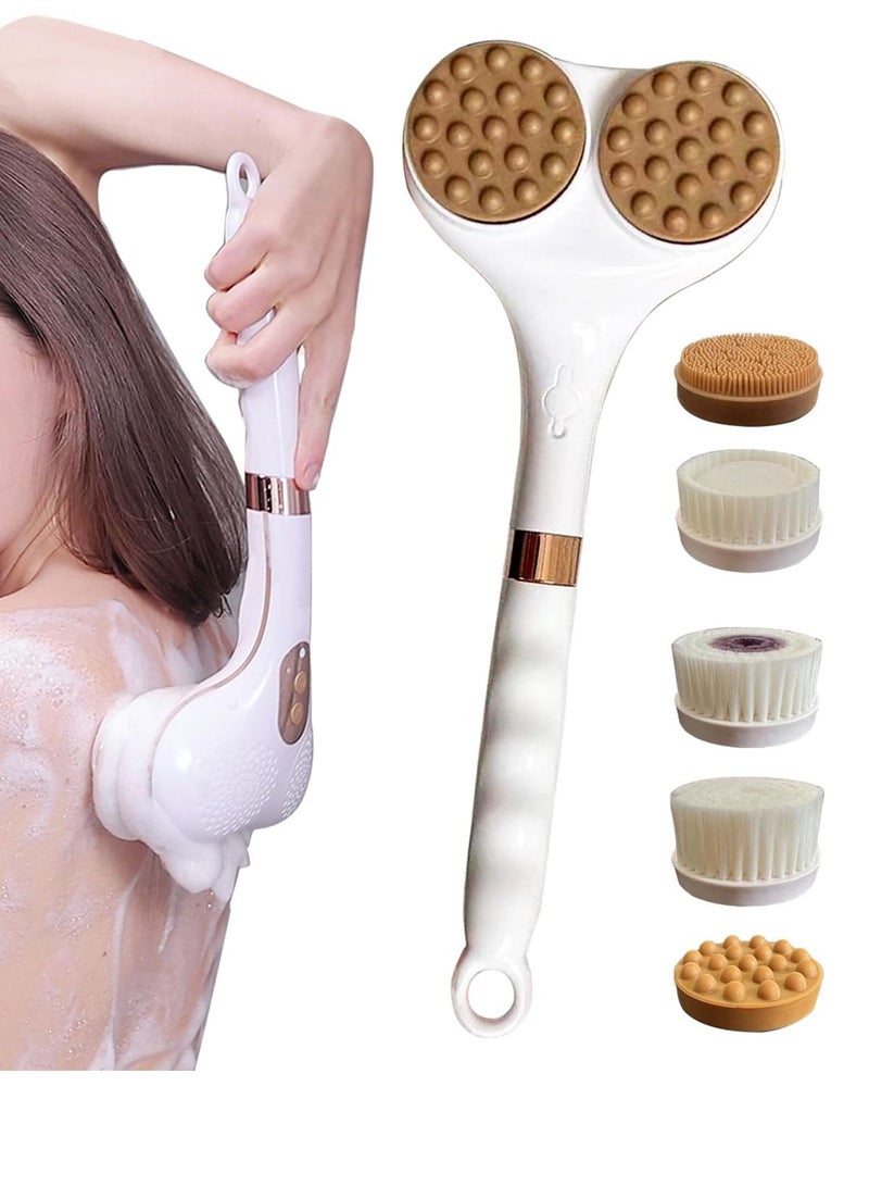 SYOSI Electric Body Brush with Double Brush Heads, Rechargeable Spin Scrubber for Deep Cleansing, Shower Bathing, and Exfoliation, Includes 5x2 Attachments Brush Heads, IPX6 Waterproof Design - Image 1