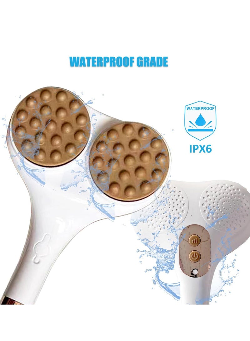 SYOSI Electric Body Brush with Double Brush Heads, Rechargeable Spin Scrubber for Deep Cleansing, Shower Bathing, and Exfoliation, Includes 5x2 Attachments Brush Heads, IPX6 Waterproof Design - Image 5