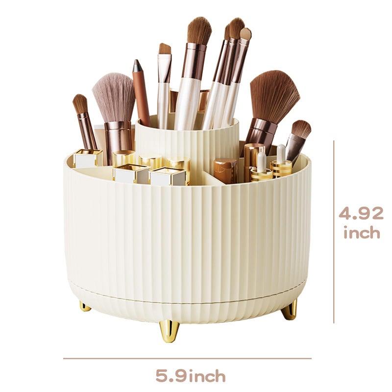 fanado 360° Rotate Makeup Brush Holder Organizer, Makeup Organizers Countertop, Makeup organization and Skincare Storage for Vanity, Desktop, Bathroom (Ivory) - Image 5