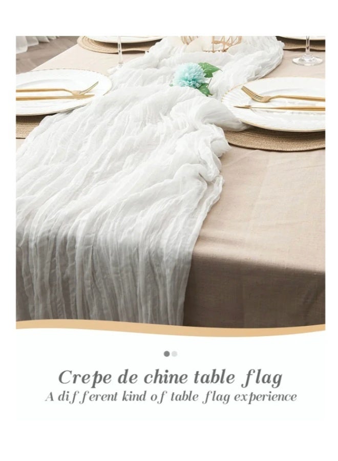 daydayup Translucent Table Runner Chessian Tablecloth for Wedding Reception Bridal Shower Party Decoration Table Centerpiece 90*340CM White - Image 2