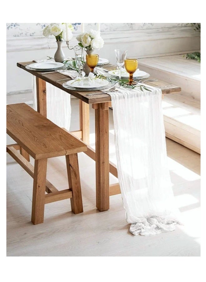 daydayup Translucent Table Runner Chessian Tablecloth for Wedding Reception Bridal Shower Party Decoration Table Centerpiece 90*340CM White - Image 1